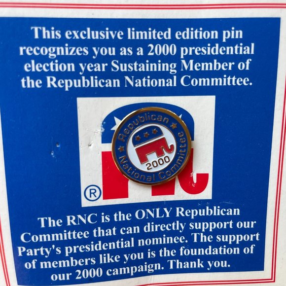 Two (2) NEW 1998 & 2000 RNC Republican GOP Elephant Lapel Lanyard Pin Souvenir - Picture 3 of 5